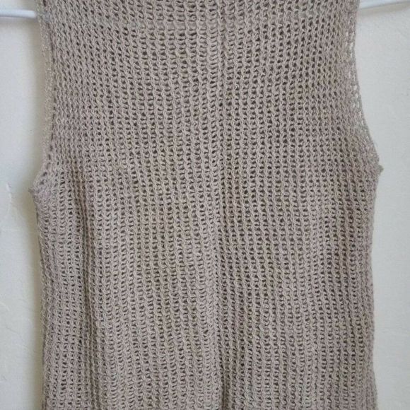 Sleeveless Button Down Top Knit Taupe Light Brown - Picture 2 of 6